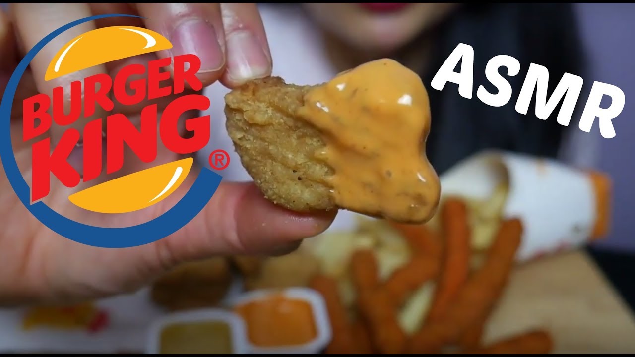 ASMR BURGER KING Chicken Nuggets + Buffalo Chicken Fries (EATING SOUNDS) | SAS-ASMR chewing gum silence