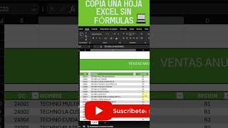 🔘Truco rápido:Copiar sin fórmulas en Excel⚡#Excel #excelhacks  #officelife #datos #shorts #yt