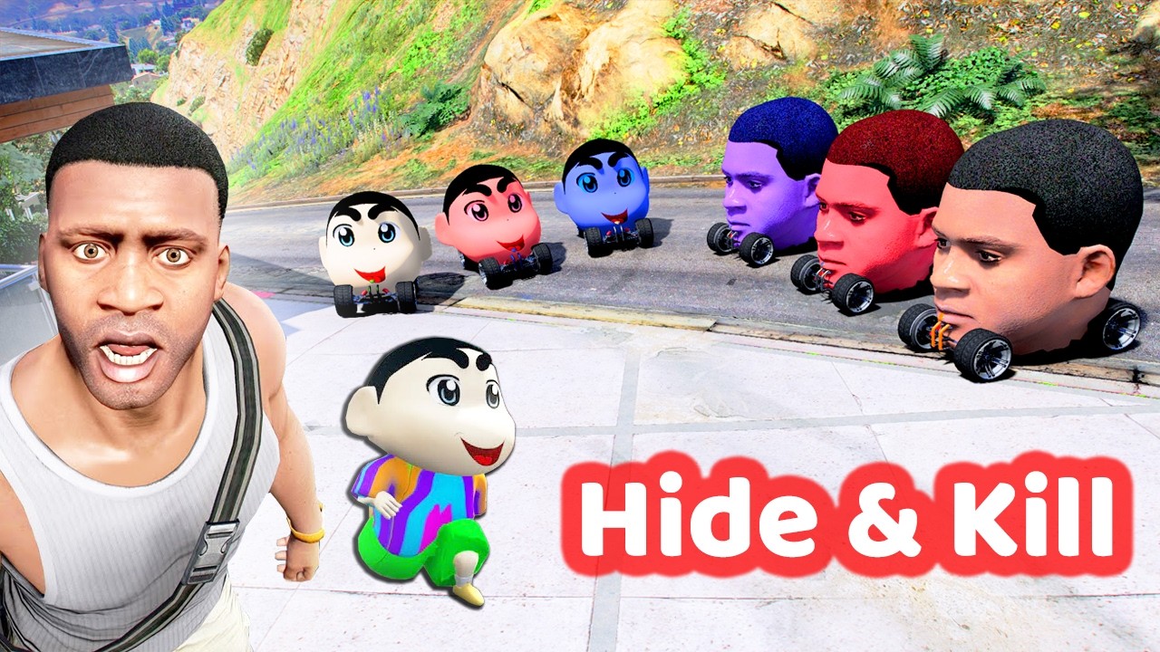 GTA 5 Bangla - Franklin And Shin-chan Playing Hide And Kill With Head Cars - GTA V