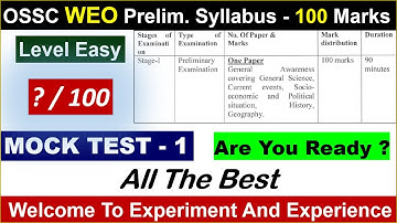 OSSC WEO MOCK_1 | Easy Level | #ossc |#osscweo | #osscexam