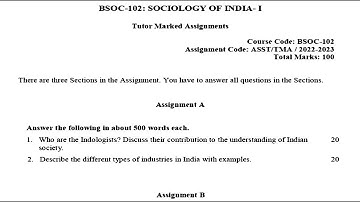 BSOC 102 IGNOU SOLVED ASSIGNMENT 2022-2023 | ENGLISH SOCIOLOGY OF INDIA I   JULY 2022 JANUARY 2023