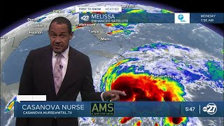 Tropics check: Melissa turns northwest as cat 5 hurricane (10-27-2025)