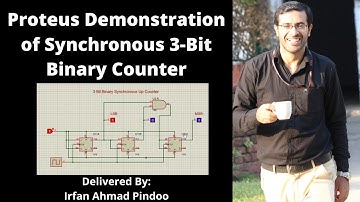 Proteus Demonstration of Synchronous 3-Bit Binary Counter