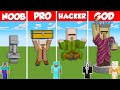 VILLAGER STATUE BASE BUILD CHALLENGE - Minecraft Battle: NOOB vs PRO vs HACKER vs GOD / Animation