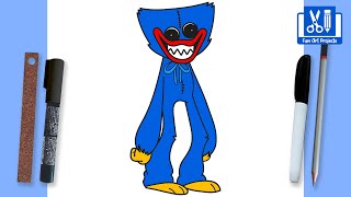 How To Draw Huggy Wuggy | Friday Night Funkin (FNF) | Draw Game Characters Step By Step screenshot 5