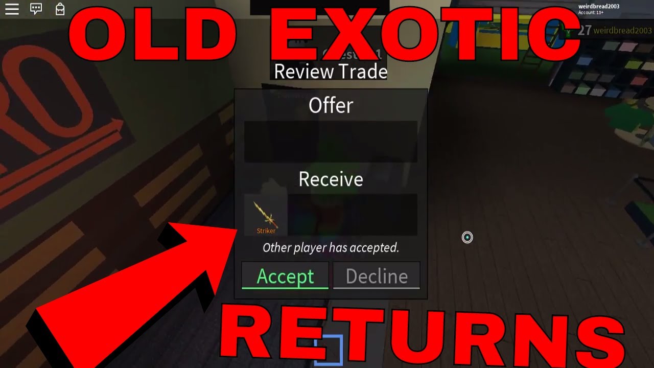 Getting An Old Exotic Knife Back Roblox Assassins Exotic Knife Youtube - roblox assassin codes exotic