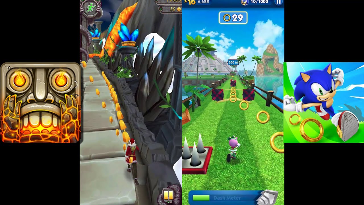 Temple Run 2 Volcano Island Vs Sonic Dash - YouTube