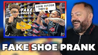 YOUR SHOES ARE FAKE PRANK GONE WRONG!!! REACTION | OFFICE BLOKES REACT!!