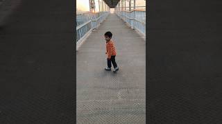 @baby morning walk enjoy  #railway #station#train#walk