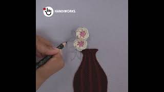 Embroidery flower vase design with fabrics - #art #fabric  #diy #embroidery