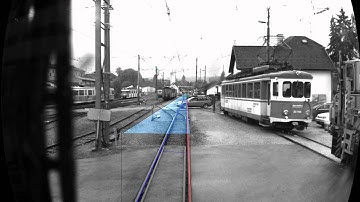Extrinsic camera calibration of a train mounted camera