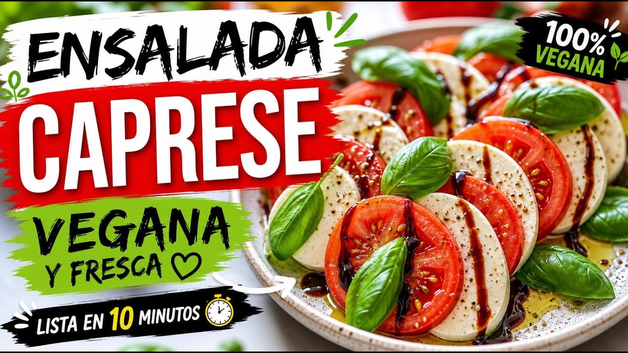 Ensalada Caprese vegana y fresca #ensaladacaprese #recetasveganas