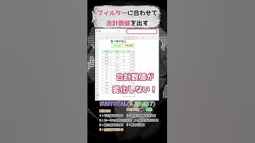 #エクセル関数#フィルターに合わせて合計数値を出す#SUBTOTAL関数#shorts