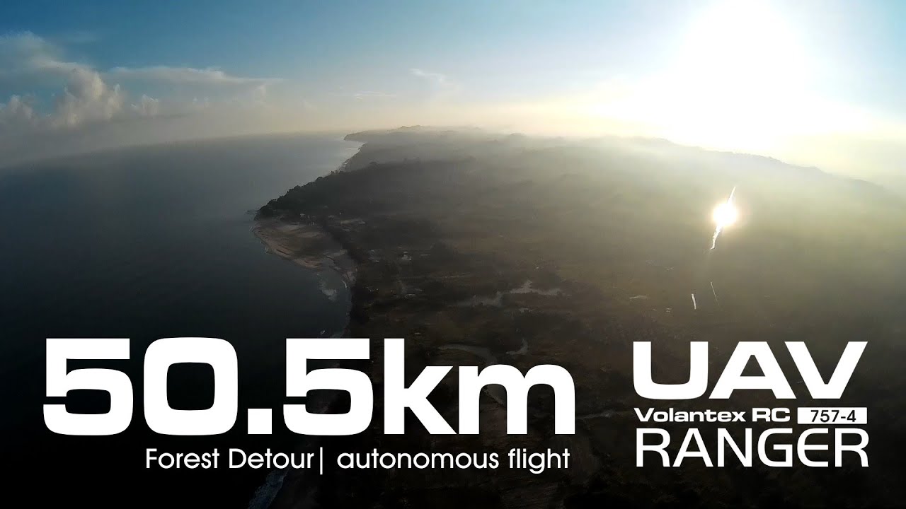 50.5km Forest Detour - UAV drone Volantex RANGER 757-4 using Li-On (LG MJ1 18650)