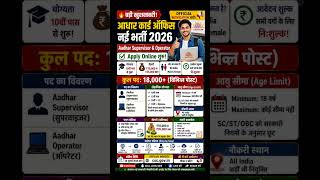 Aadhaar Vacancy 2026 Out | 10th Pass Apply Online | ₹35,000 Salary | No Exam Sarkari Naukri!