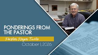 Details Feeling underappreciated  |  Ponderings from the Pastor - October 1, 2026 News