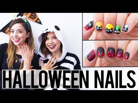 Halloween Nail Art Tutorial! // Spooky Cats + Blood Drip Nails