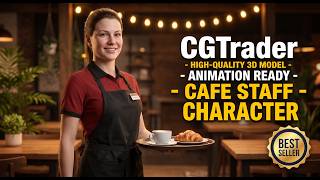 Female Restaurant Worker Character Cafe Staff Game Ready screenshot 5
