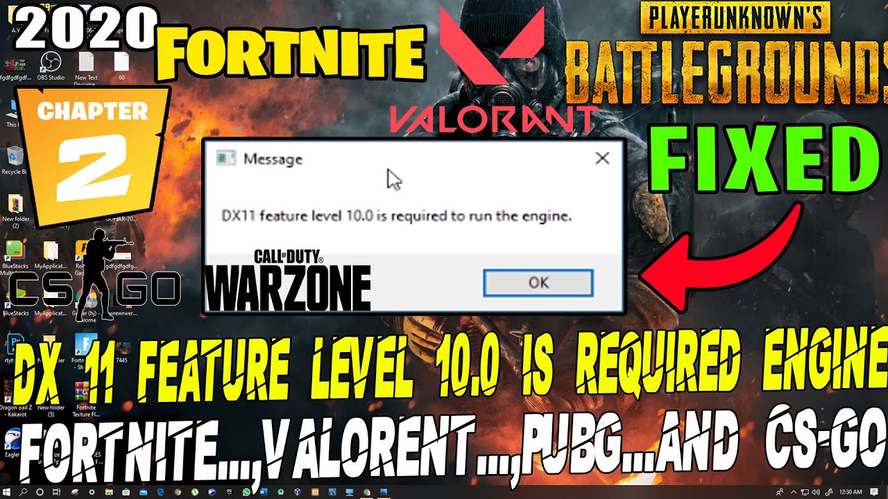 How To Fix Dx11 Feature Level 10 0 Is Required To Run The Engine Fortnite Chapter 2 Valorant Pubg Youtube