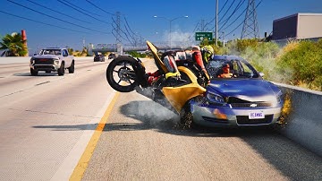 INSANE Motorcycle & Car Crashes – BeamNG Drive | EP1