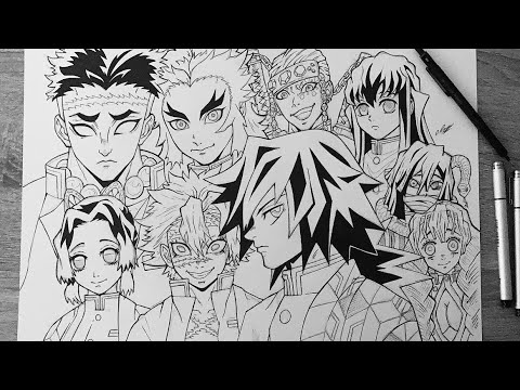 Demon Slayer Hashira  Naruto sketch drawing, Anime character drawing,  Anime drawing styles