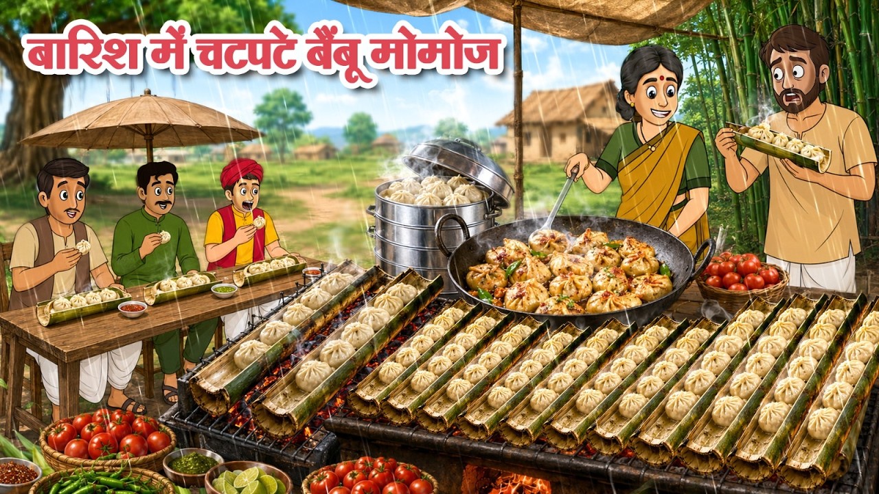 बारिश में चटपटे बैंबू मोमोज | Jadui Kahaniya | Hindi Stories | Street Food In Rain | Koo Koo TV