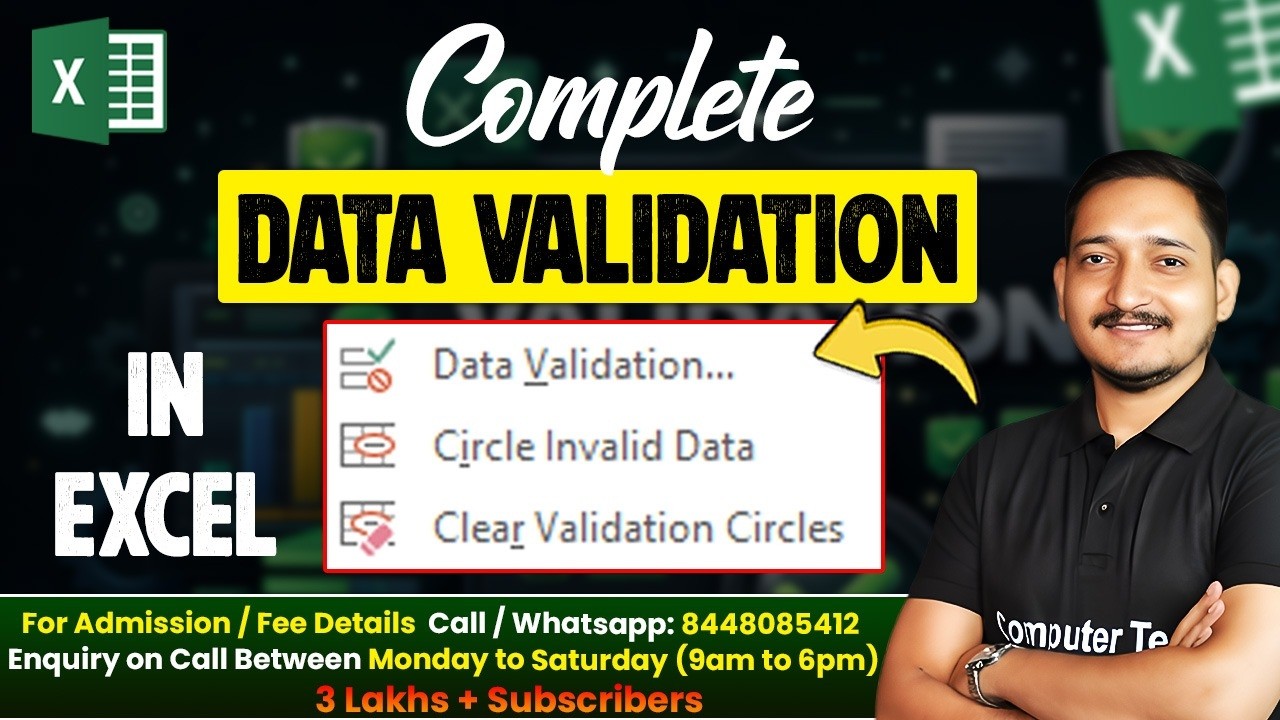Complete Data Validation in MS Excel | MS Excel Tutorial for Beginners ...
