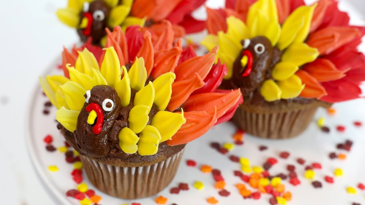 How to Make Turkey Cupcakes filled with Caramel | RECIPE - YouTube