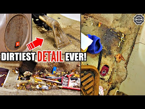 Car Detailing A NASTY Trashed Car! Toyota Highlander Deep Cleaning Disaster Transformation!