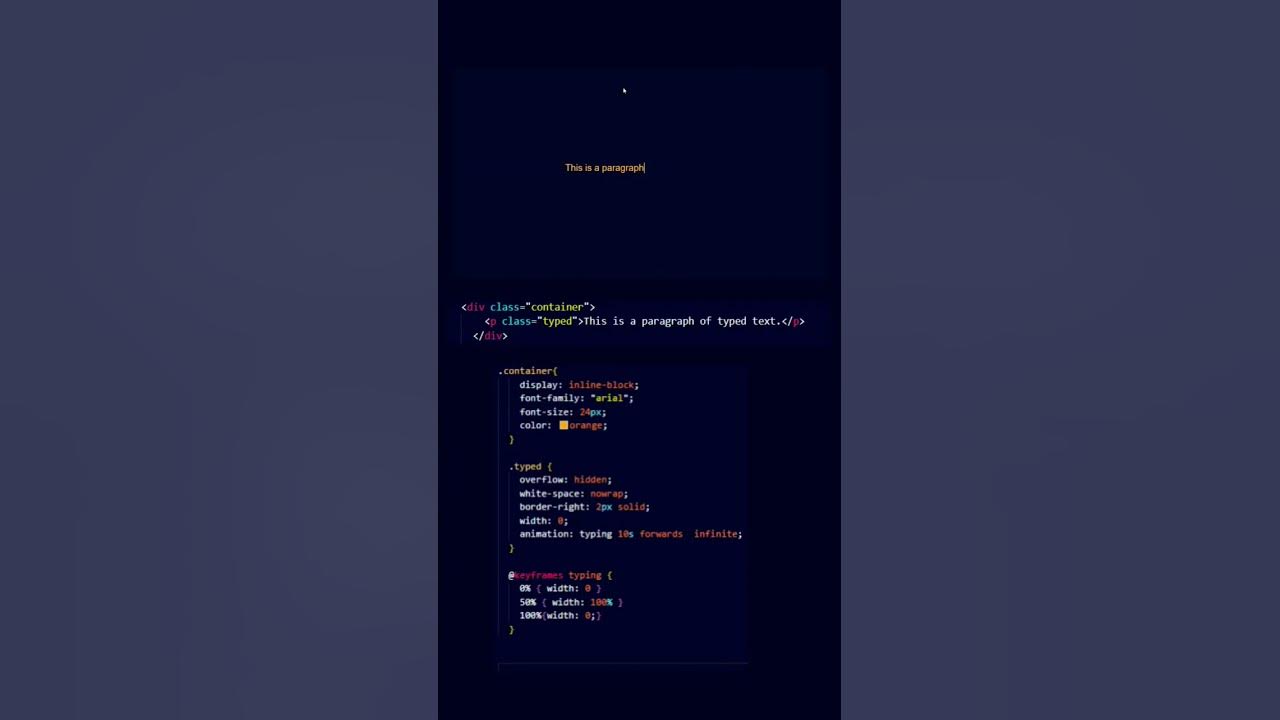 Text Typewriter in html css css html ytshorts YouTube