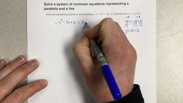 Solve a system of nonlinear equations representing a parabola and a line