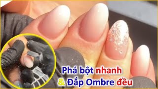 Cách Phá bột và Đắp bộ móng ngắn Ombre đơn giản | Thang Pham