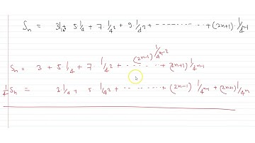 Find sum to n terms of the series `3+5xx1/4+7xx1/(4^2)+........`