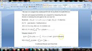 Conditional  distribution, conditional density and chain rule.   Exercise
