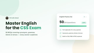 CSS English MCQs 2027 | 50 Most Important English MCQs with Explanations | PMS & FPSC Preparation