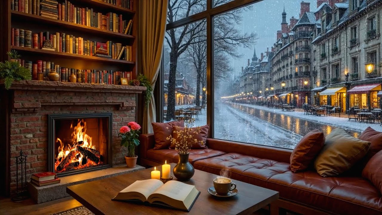 Warm Jazz Instrumental Music at Cozy Coffee Shop Ambience ☕ Rain Sounds & Soft Jazz for Study, Relax