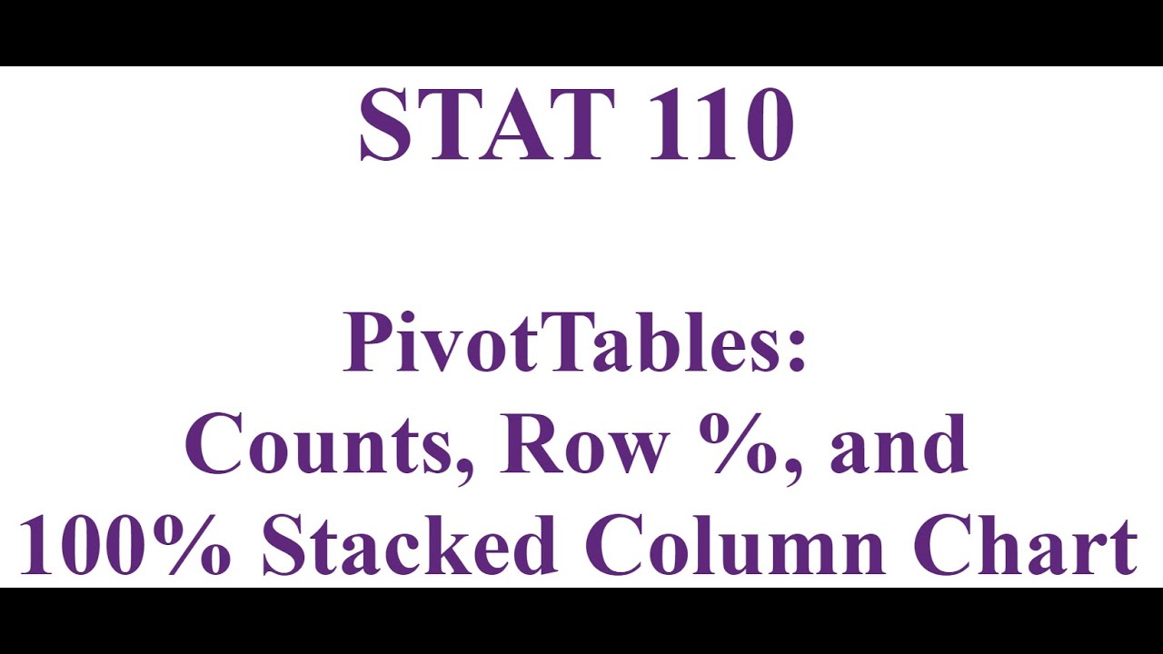 PivotTable: Counts, Row Percentages, and a 100% Stacked Column Chart - YouTube