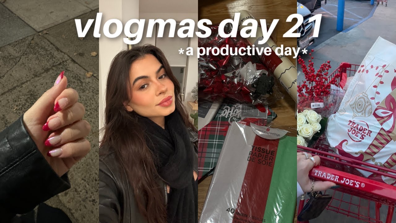 VLOGMAS DAY 21: a productive day *cleaning, gift wrapping, trader joes haul*