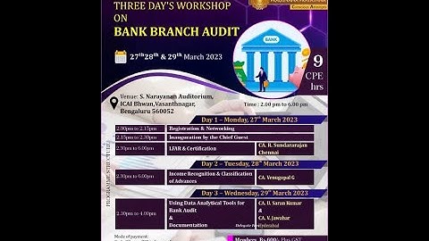 Three days Workshop on Bank Branch Audit -Day 1