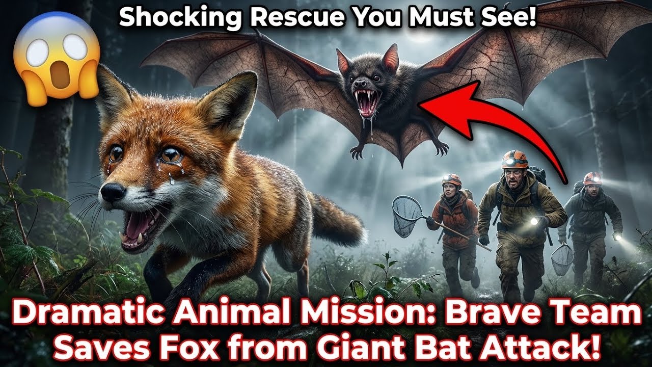 "Shocking Giant Bat Attack! Brave Team Saves Terrified Fox – Epic Rescue!"