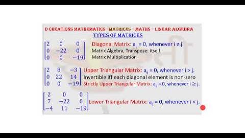 Diagonal, Upper, lower Triangular Matrices, Idempotent, D Creations Mathematics, Types of Matrices