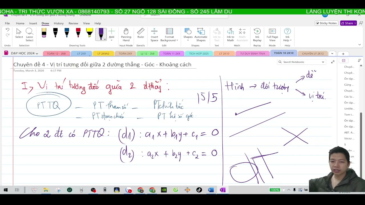 TOÁN 10 VỊ TRÍ TƯƠNG ĐỐI GIỮA 2 ĐƯỜNG THẲNG