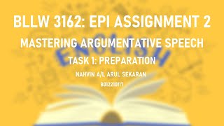 Celebrity BLLW 3162: EPI ASSIGNMENT 2 - MASTERING ARGUMENTATIVE SPEECH (TASK 1: PREPARATION) Profile