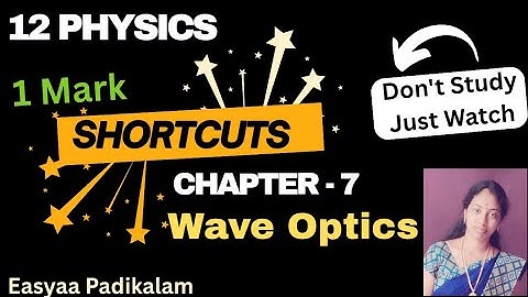 12 Physics - Chapter 7 - Wave Optics - one mark shortcuts 