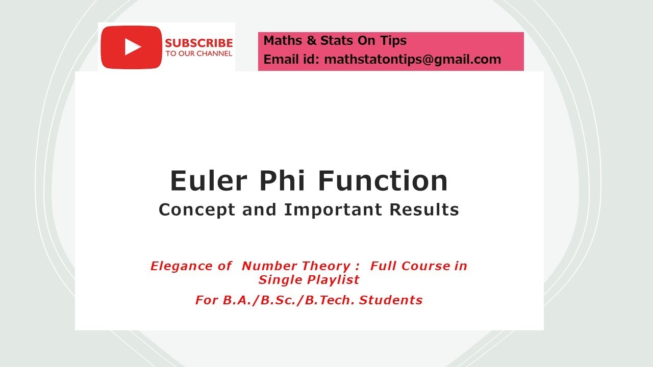L13: Euler Phi function - YouTube