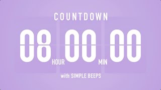 8 Hours Countdown Flip Clock Timer / Simple Beeps 🫐 🔔