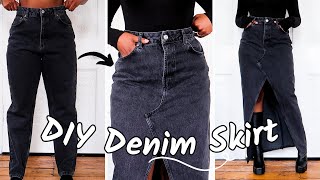 DIY Denim Maxi Skirt From Jeans