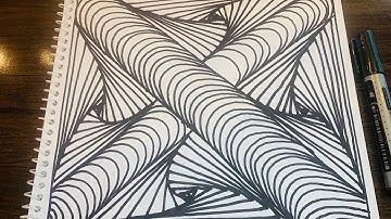 Easy Abstract Drawing/ 3D Line Illusion/ Daily Art Therapy/ #satisfyingvideo lines pattern 10