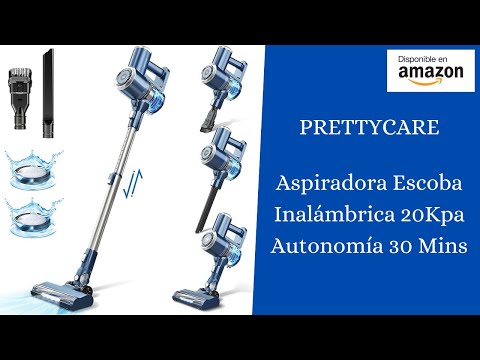 PRETTYCARE Aspiradora Escoba Inalámbrica 20Kpa Autonomía 30 Mins