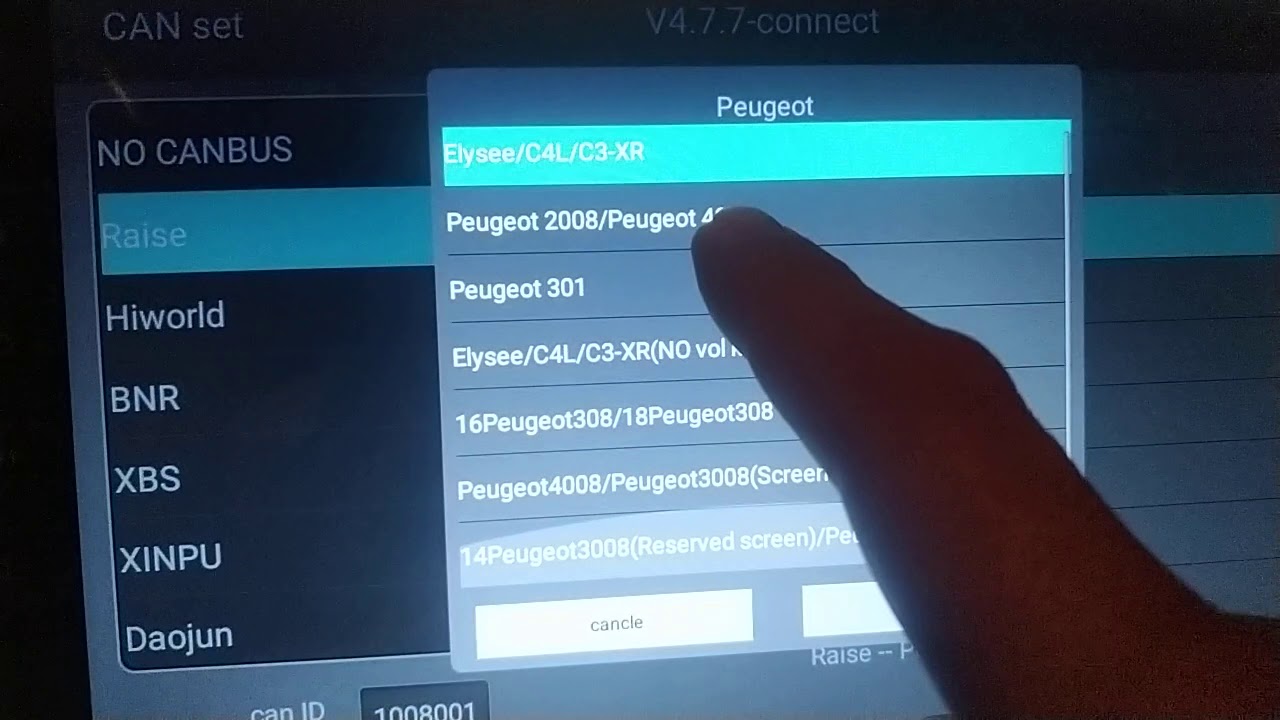 Ajustando o protocolo canbus central multimídia Android Citroen C4 vtr